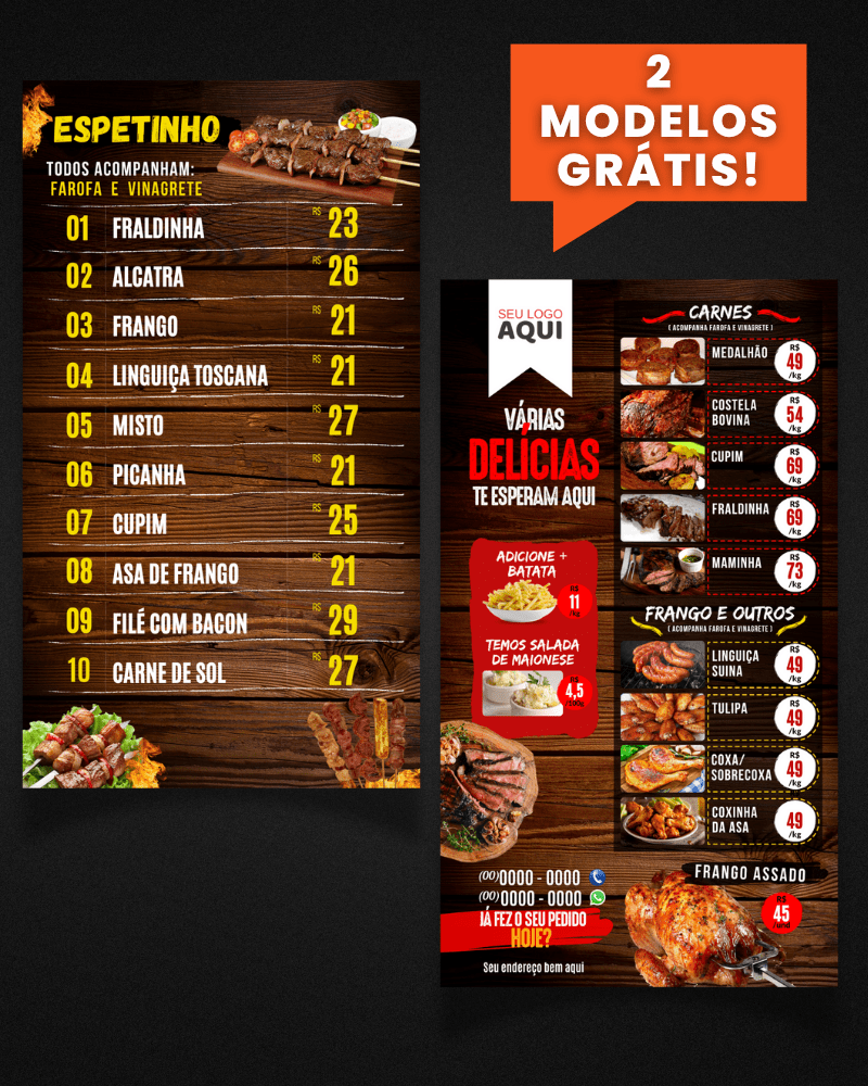 Prévia dos 2 Cardápios Grátis